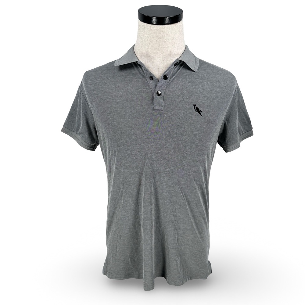 Stone Falcon Mens Gray Short Sleeve Stretch Polo Shirt Size M Bird Logo RN165703